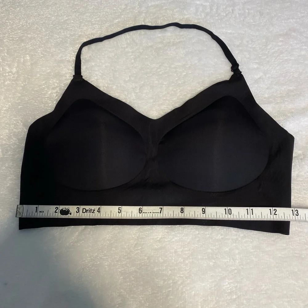 Bralette Large Minimalist Seamless Solid Black Wireless Breathable Stretch Bra